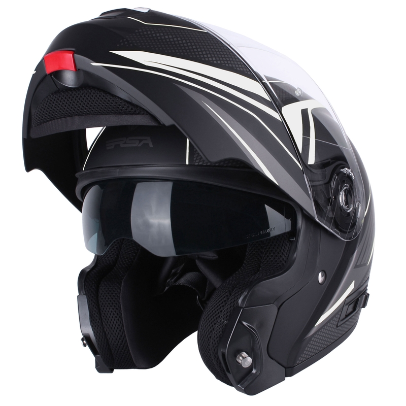 RSA Rival zwart-grijs-wit opklapbare motorhelm uitverkoop