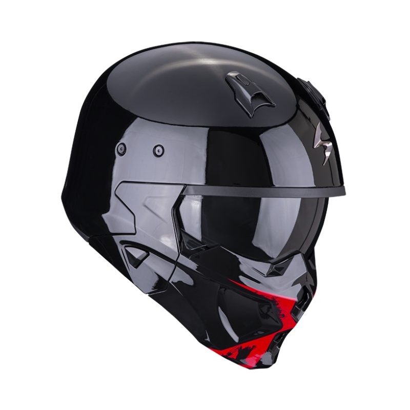 Open helm met masker SCORPION COVERT-X TANKER zwart-rood