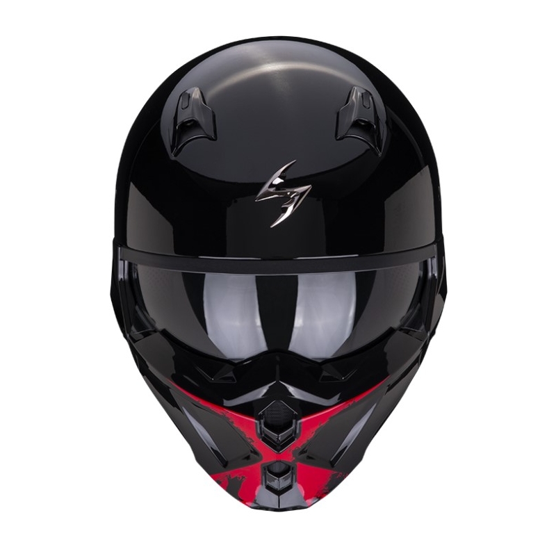 Open helm met masker SCORPION COVERT-X TANKER zwart-rood