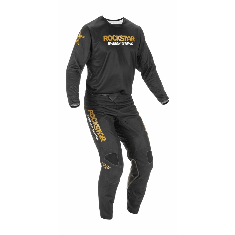 Motorcrossbroek FLY Racing Kinetic Rockstar 2022 goud-zwart uitverkoop