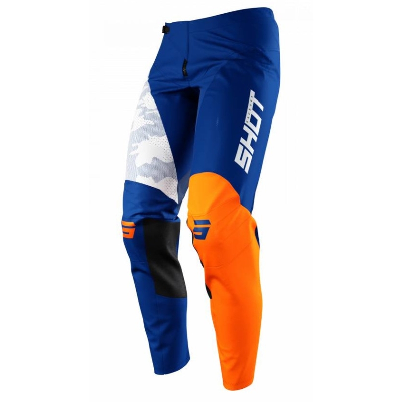 Motorcrossbroek Shot Contact Camo Blauw-Wit-Oranje uitverkoop