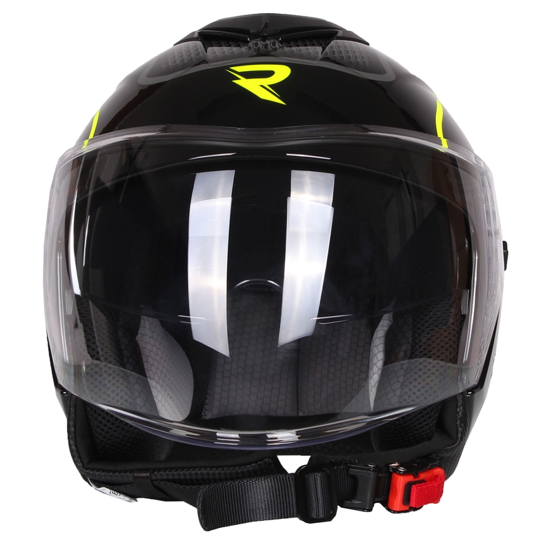Open Motorhelm Street Racer Pilot Zwart en Geel
