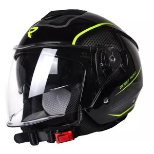 Open Motorhelm Street Racer Pilot Zwart en Geel