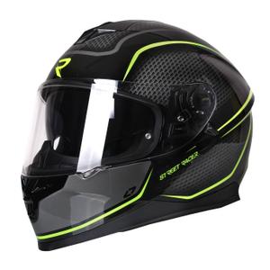 Street Racer Magna zwart met gele integraal motorhelm