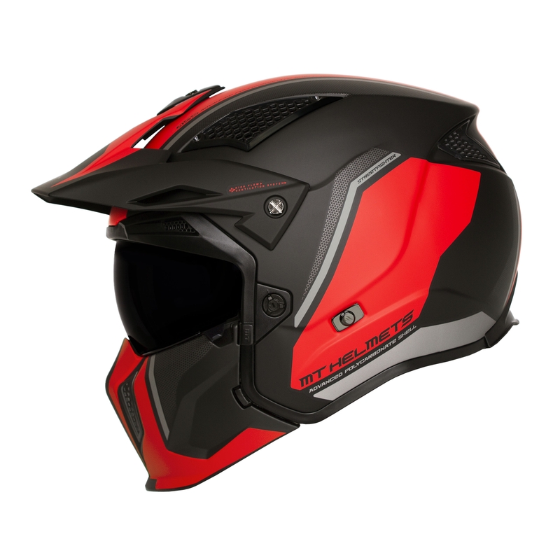 Otevřená přilba s maskou na motorku MT Streetfighter SV TWIN 0.5 C5 černo-červená výprodej