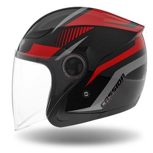 Cassida Reflex open motorhelm zwart-rood-grijs