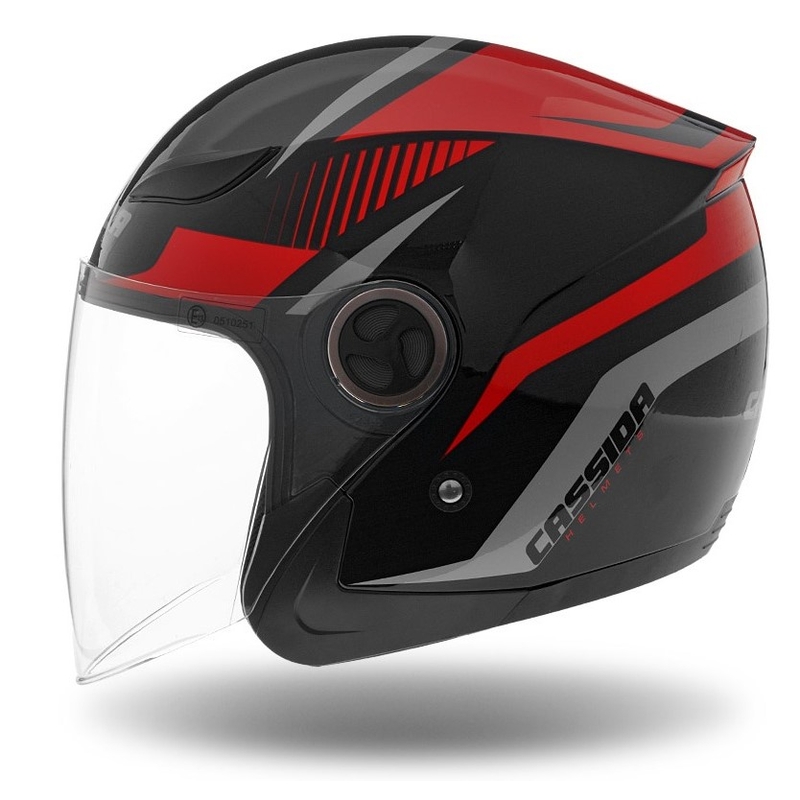 Cassida Reflex open motorhelm zwart-rood-grijs