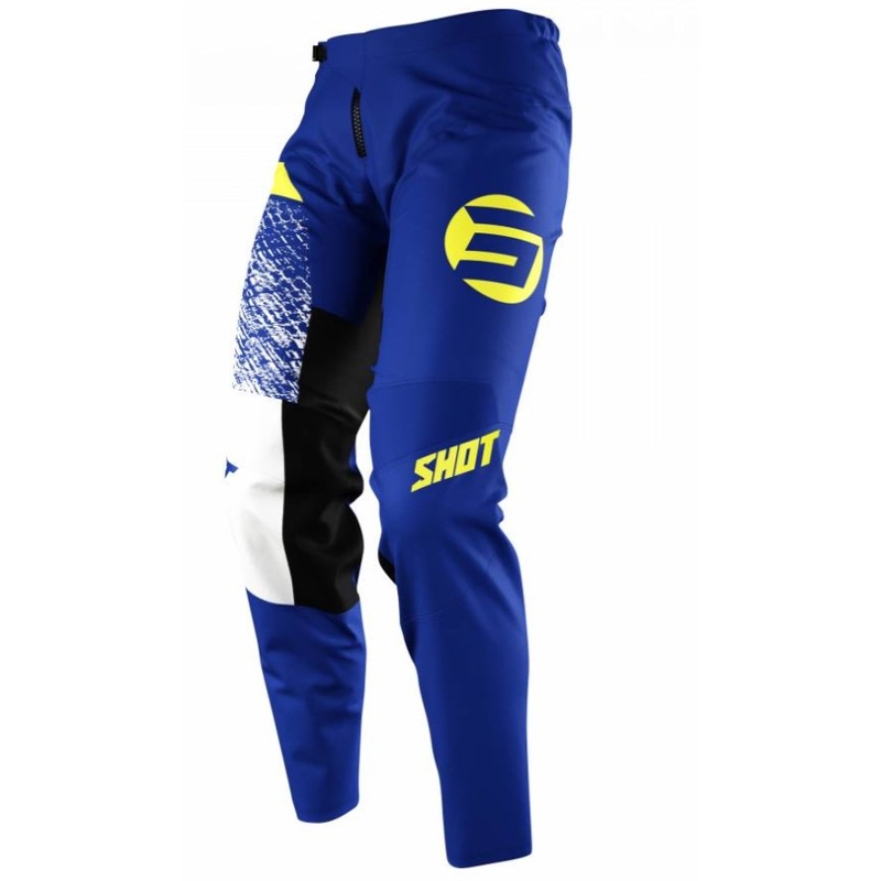 Kinder motorcrossbroek Shot Devo Roll fluo geel-blauw uitverkoop