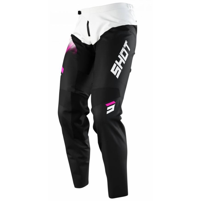 Kinder motorcrossbroek Shot Devo Versus zwart-wit-roze uitverkoop