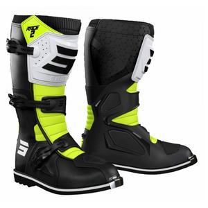 Kinderfietslaarzen Shot Race 2 Zwart-Wit-Fluo Geel