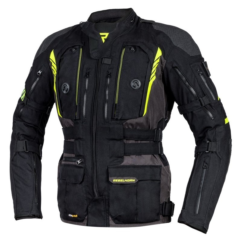 Rebelhorn Patrol zwart-grijs-fluo gele motorjas
