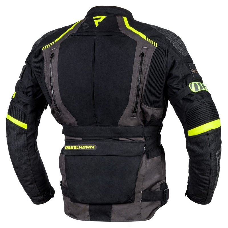 Rebelhorn Patrol zwart-grijs-fluo gele motorjas