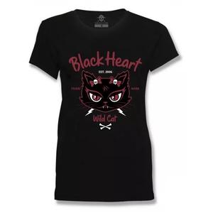 Dames-T-shirt Zwart Hart Wilde Kat zwart
