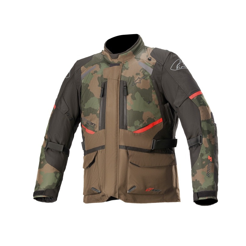 Alpinestars Andes Drystar camo groen-zwart-rood motorjas uitverkoop