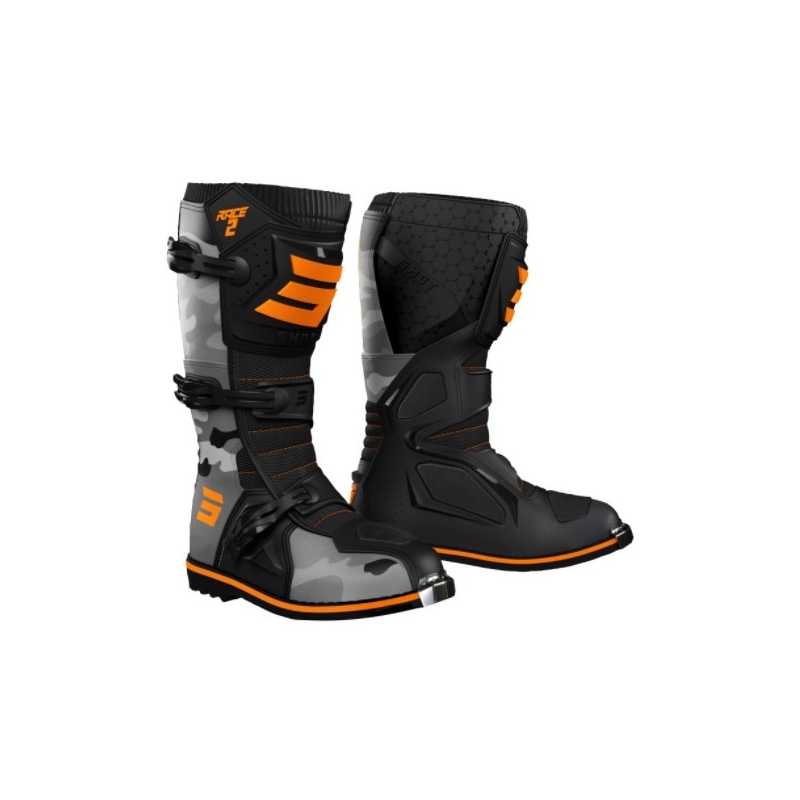 Shot Race 2 zwart-camo-fluo oranje motorlaarzen