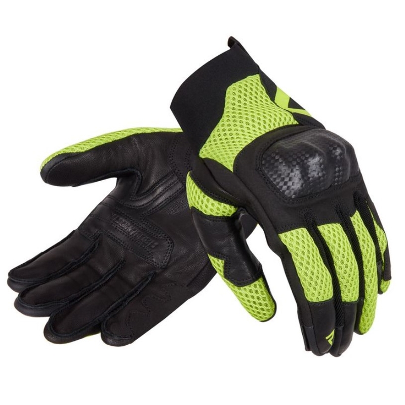 Dames motorhandschoenen Rebelhorn Gap III zwart-fluo geel uitverkoop