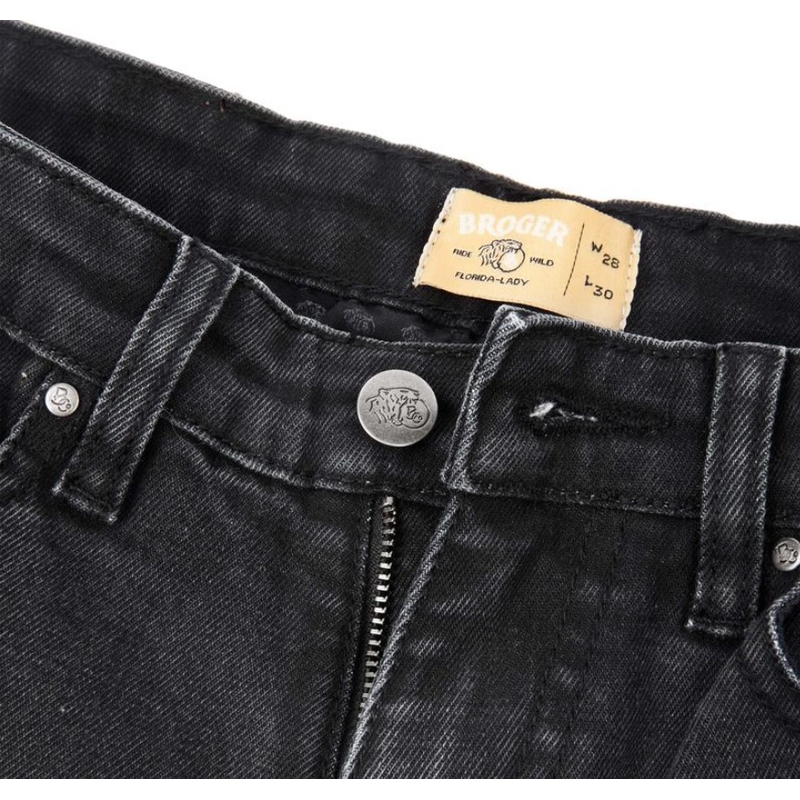 Damesbroeken BROGER Florida II motorjeans zwart uitverkoop