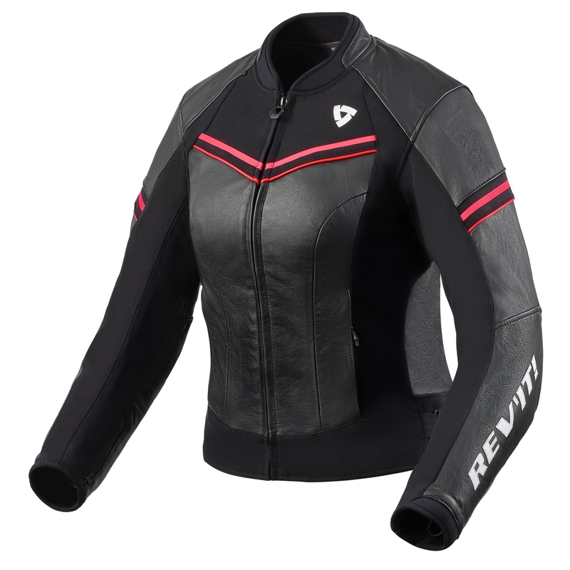 Revit Median zwart met roze motorjack voor dames