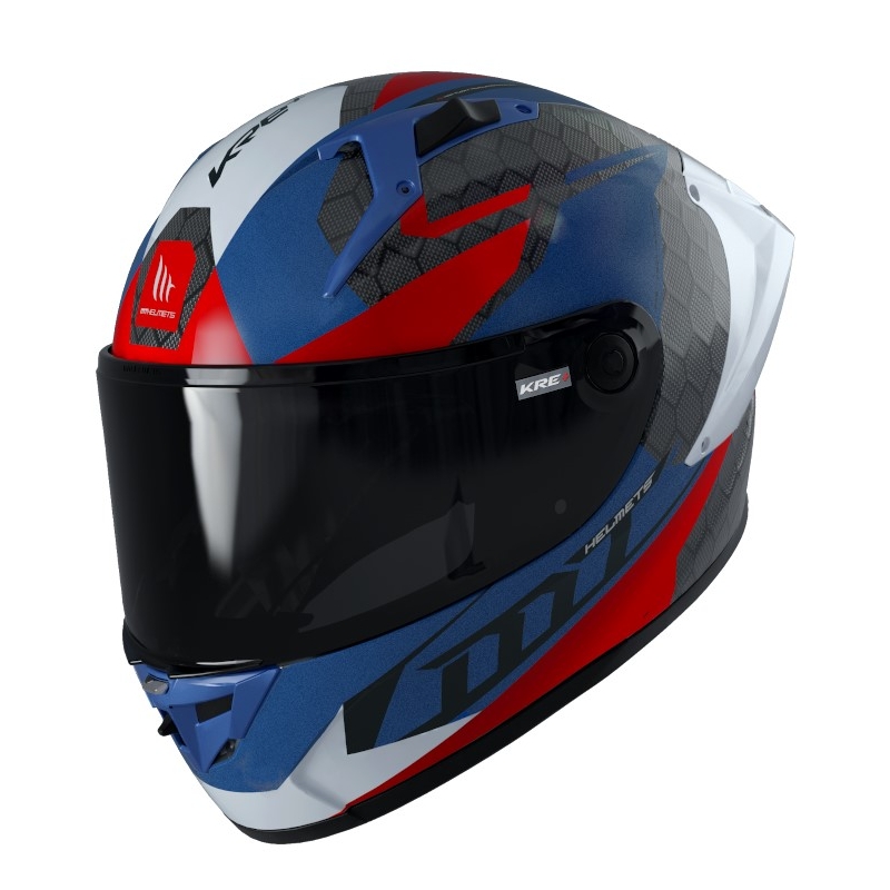 Integrální přilba na motorku MT FF103PLUSC KRE+ Carbon Projectile D7 šedo-bílo-červeno-modrá
