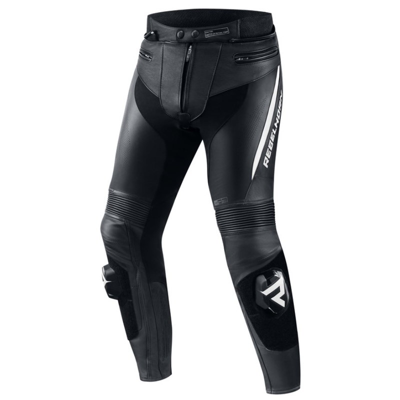 Rebelhorn Fighter zwart-witte motorbroek uitverkoop