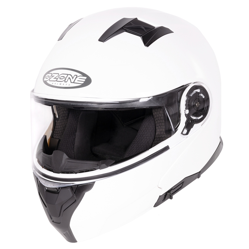 Ozone Flip Up Motorhelm Storm Wit Gloss uitverkoop