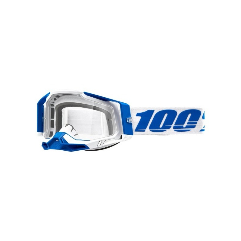 Motorcrossbril 100% RACECRAFT 2 Isola blauw en wit (helder plexi)