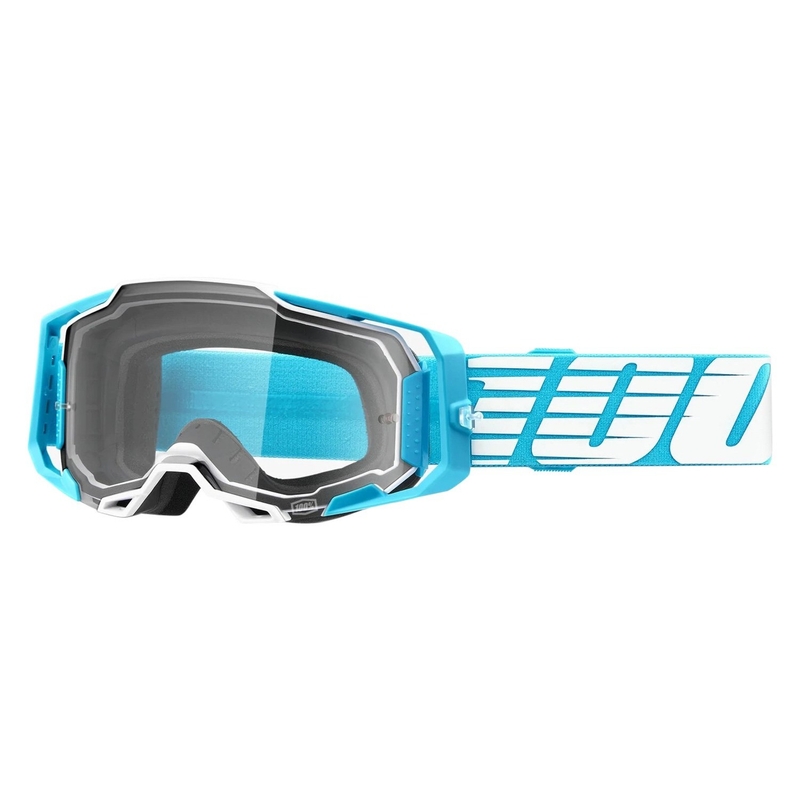 Motorcrossbril 100% ARMEGA Oversized Sky turquoise (helder plexi)