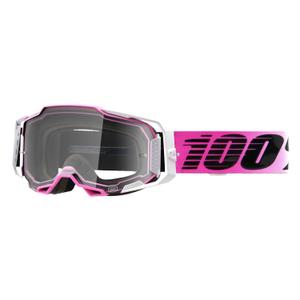 Motorcrossbril 100% ARMEGA Harmony zwart-wit-roze (helder plexi)
