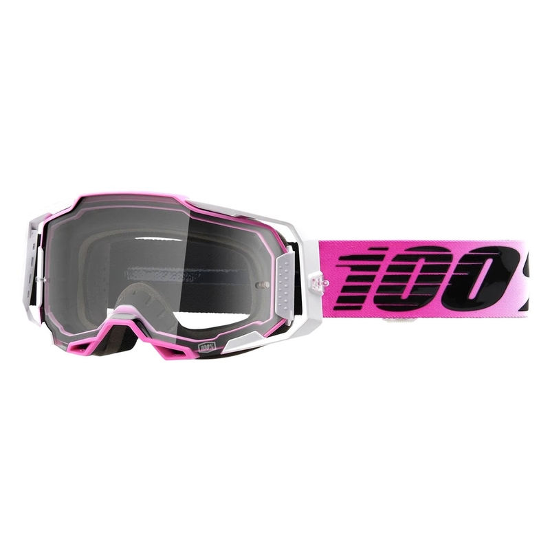 Motorcrossbril 100% ARMEGA Harmony zwart-wit-roze (helder plexi)