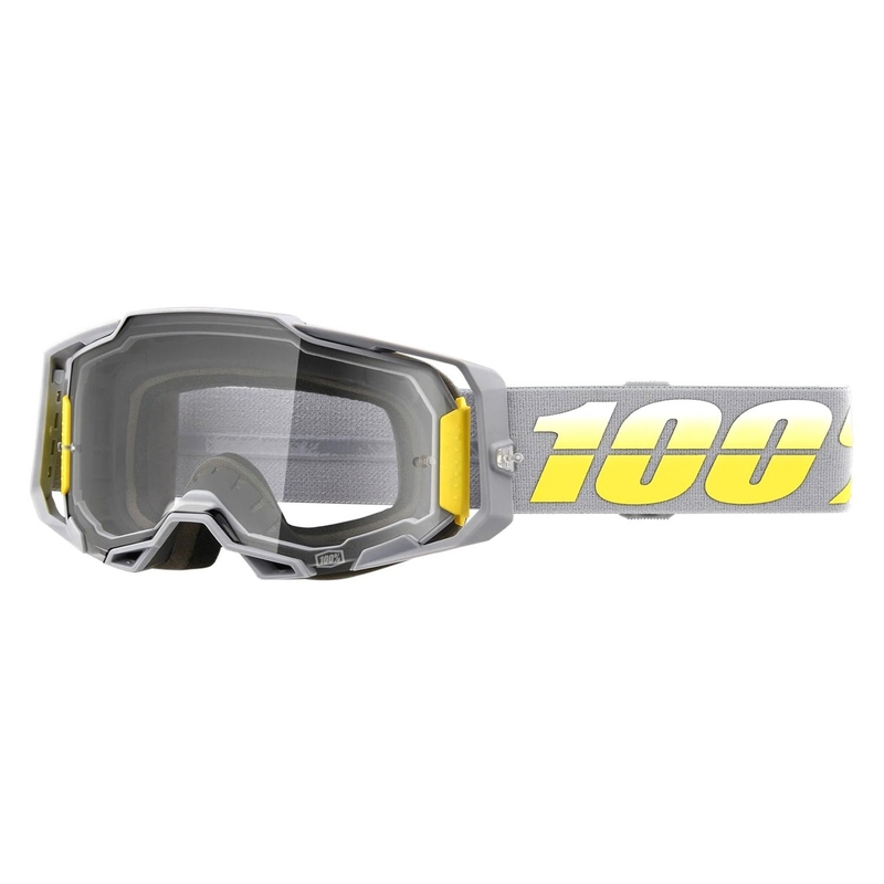 Motorcrossbril 100% ARMEGA Complex geel-grijs (helder plexi)