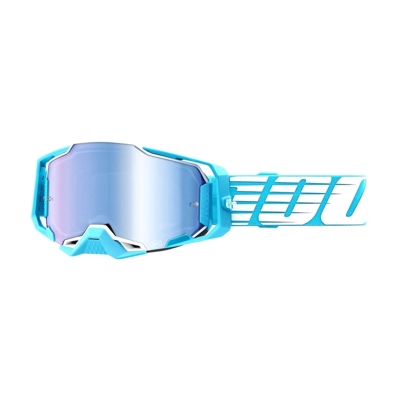 Motorcrossbril 100% ARMEGA Oversized Sky turquoise (blauw plexi)