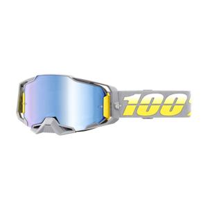 Motorcrossbril 100% ARMEGA Complex geel-grijs (blauw plexi)