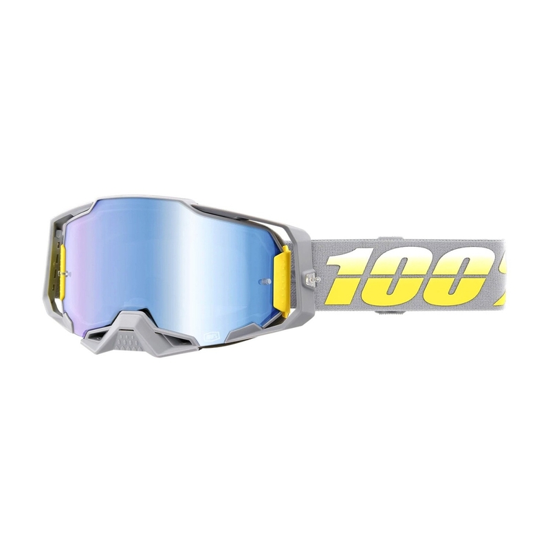 Motorcrossbril 100% ARMEGA Complex geel-grijs (blauw plexi)