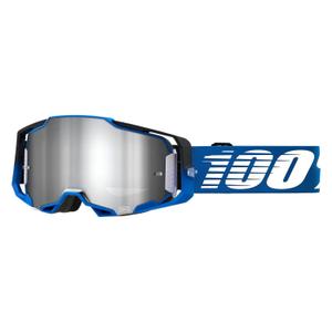 Motorcrossbril 100% ARMEGA Rockchuck zwart-wit-blauw (zilver plexi)