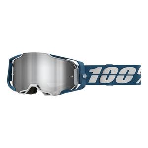 Motorcrossbril 100% ARMEGA Albar grijsblauw (zilver plexi)