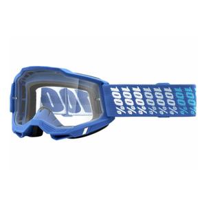 Motorcrossbril 100% ACCURI 2 Yarger wit-blauw (helder plexi)