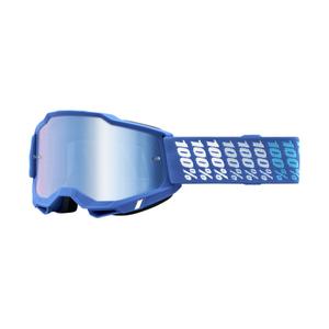Motorcrossbril 100% ACCURI 2 Yarger wit en blauw (blauw plexi)