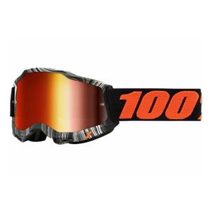 Motorcrossbril 100% ACCURI 2 Geospace oranje-zwart (rood plexi)