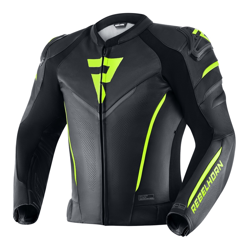 Rebelhorn Fighter zwart-fluo gele motorjas uitverkoop