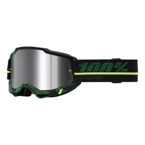 Motorcrossbril 100% ACCURI 2 Overlord geel-groen-zwart (zilver plexi)