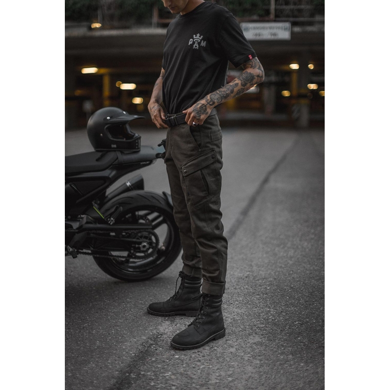 Motorjeans PANDO MOTO Mark Kev olijfgroen uitverkoop