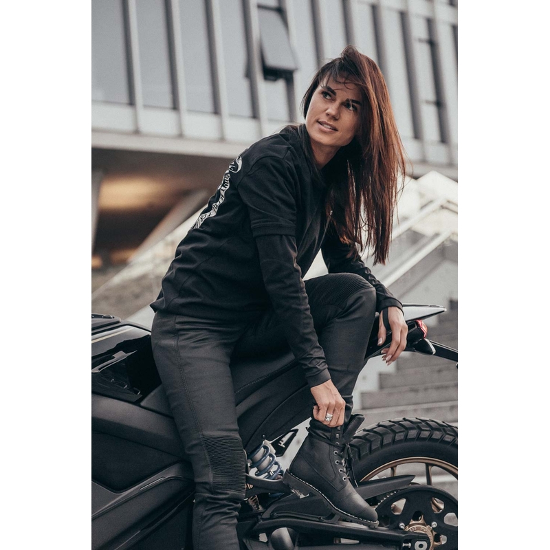 Dames motorjeans PANDO MOTO Kusari Kev zwart uitverkoop