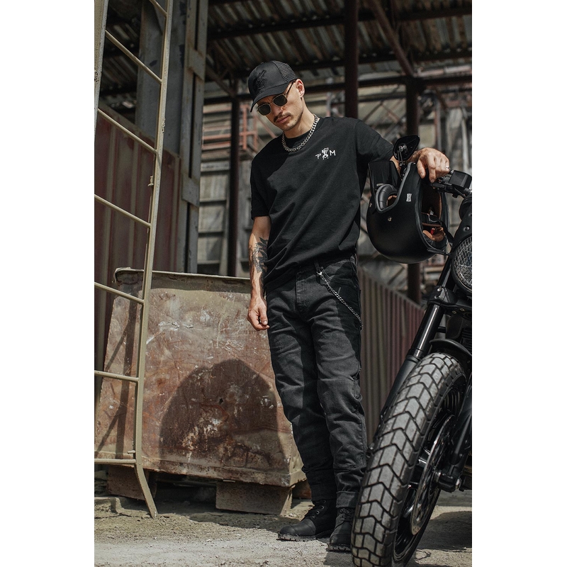 Motorjeans PANDO MOTO Boss Dyn zwart uitverkoop