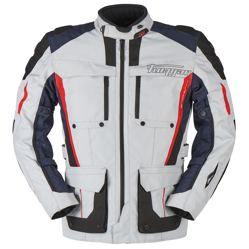 Furygan Brevent 3 in 1 grijs-zwart-rood-blauw motorjack uitverkoop