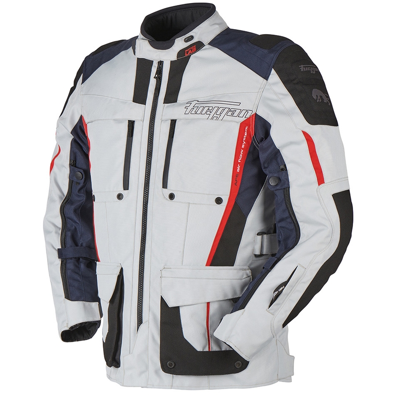 Furygan Brevent 3 in 1 grijs-zwart-rood-blauw motorjack uitverkoop