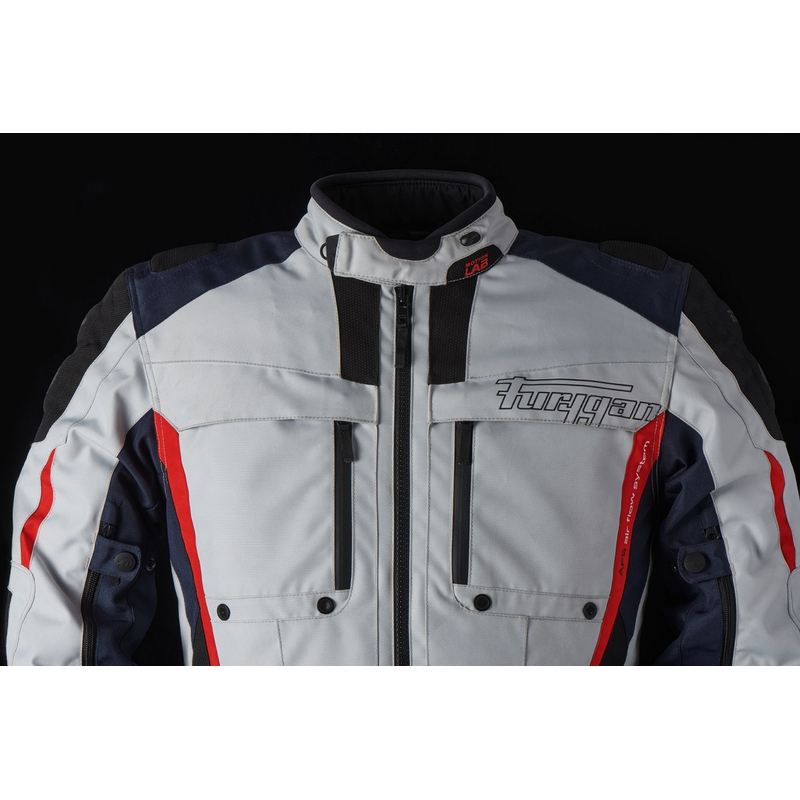 Furygan Brevent 3 in 1 grijs-zwart-rood-blauw motorjack uitverkoop
