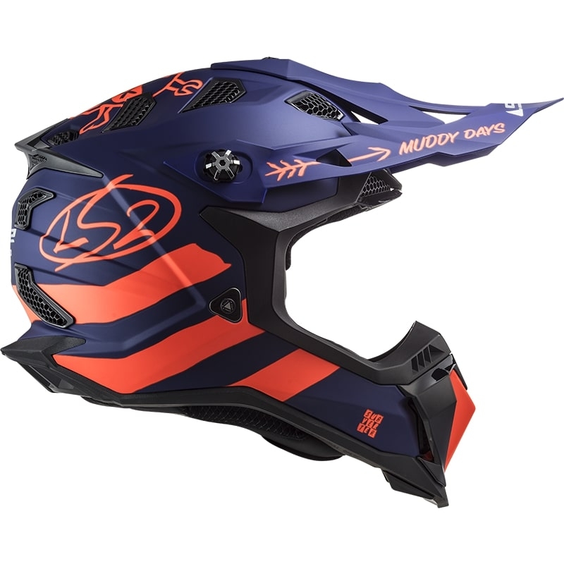 Motokrosová přilba LS2 MX700 Subverter Cargo modro-fluo oranžová matná