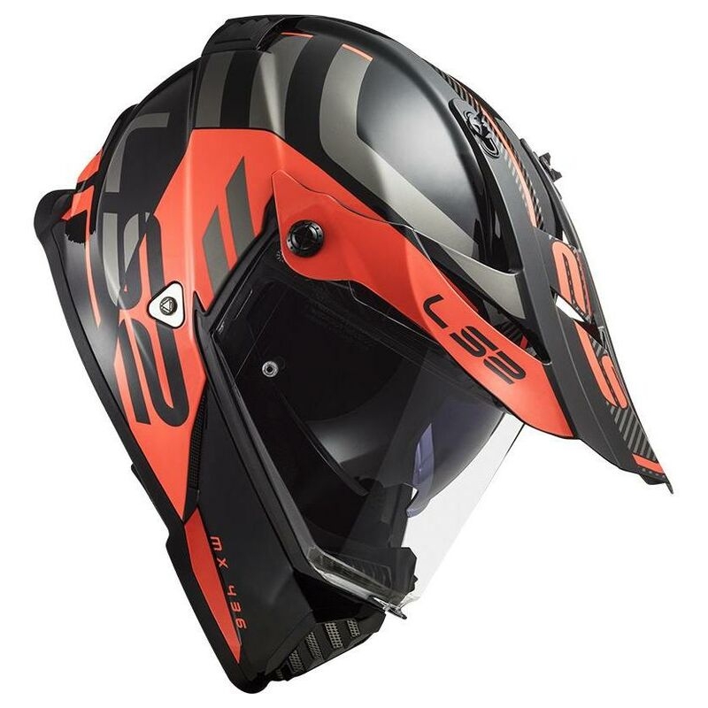 Enduro Helm LS2 MX436 Pioneer Evo Adventurer zwart-oranje mat