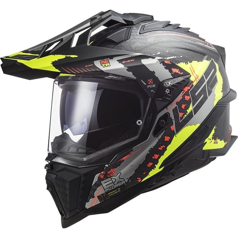 Endurohelm LS2 MX701 Explorer C Extend zwart-grijs-fluogeel