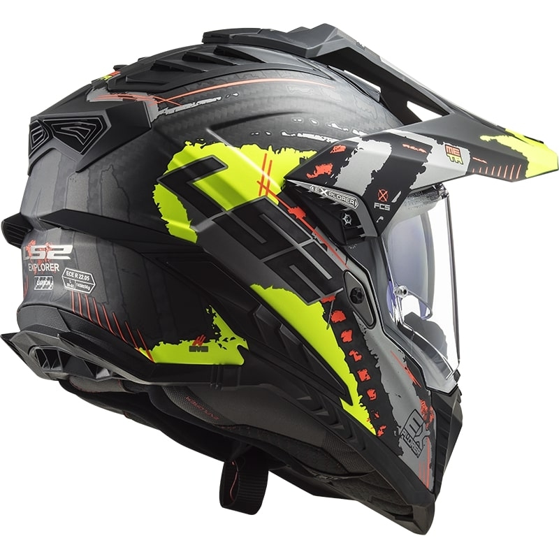 Endurohelm LS2 MX701 Explorer C Extend zwart-grijs-fluogeel